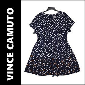 Vince Camuto Black Dress Size 3X Women Short Sleeve Fit & Flare Polka
